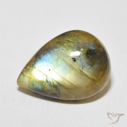 9.85ct 天然 マルチカラー ラブラドライト, 洋梨の形, オペーク