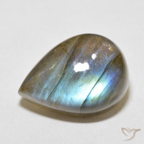 13.99ct 天然 マルチカラー ラブラドライト, 洋梨の形, オペーク