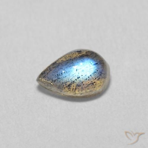0.61ct 天然 マルチカラー ラブラドライト, 洋梨の形, 半透明