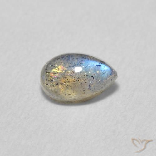 0.57ct 天然 マルチカラー ラブラドライト, 洋梨の形, 半透明