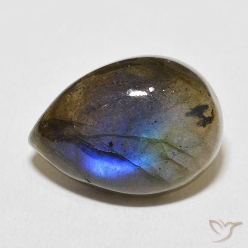 13.08ct 天然 マルチカラー ラブラドライト, 洋梨の形, 半透明