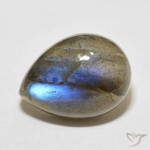10.55ct 天然 マルチカラー ラブラドライト, 洋梨の形, 半透明