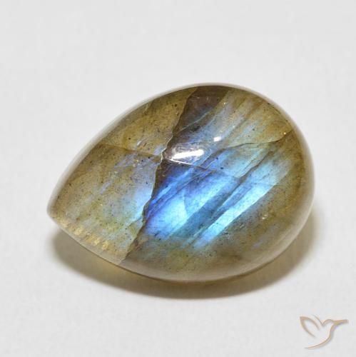 9.34ct 天然 マルチカラー ラブラドライト, 洋梨の形, 半透明