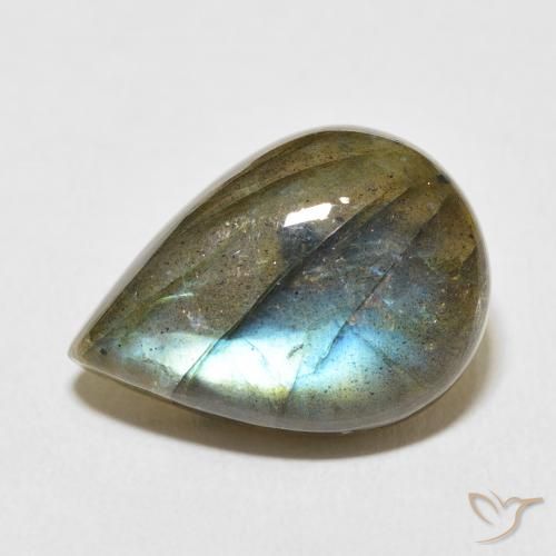 11.39ct 天然 マルチカラー ラブラドライト, 洋梨の形, 半透明