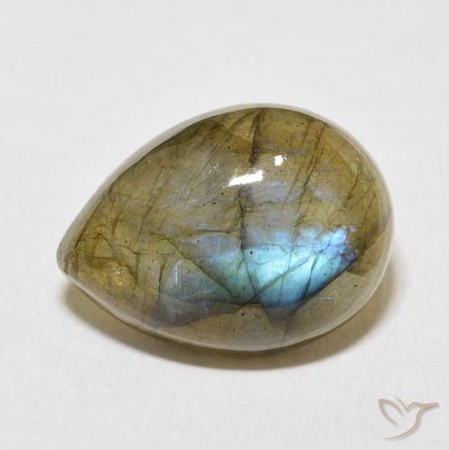 8.95ct 天然 マルチカラー ラブラドライト, 洋梨の形, 半透明