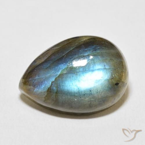 12.70ct 天然 マルチカラー ラブラドライト, 洋梨の形, 半透明