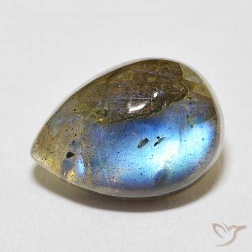 13.81ct 天然 マルチカラー ラブラドライト, 洋梨の形, 半透明