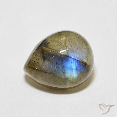 4.24ct 天然 マルチカラー ラブラドライト, 洋梨の形, 半透明