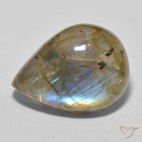 16.32ct 天然 マルチカラー ラブラドライト, 洋梨の形, 半透明