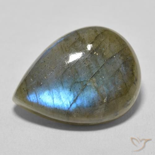 16.66ct 天然 マルチカラー ラブラドライト, 洋梨の形, 半透明
