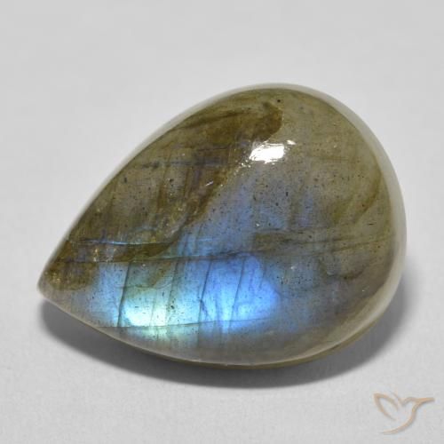 16.75ct 天然 マルチカラー ラブラドライト, 洋梨の形, 半透明