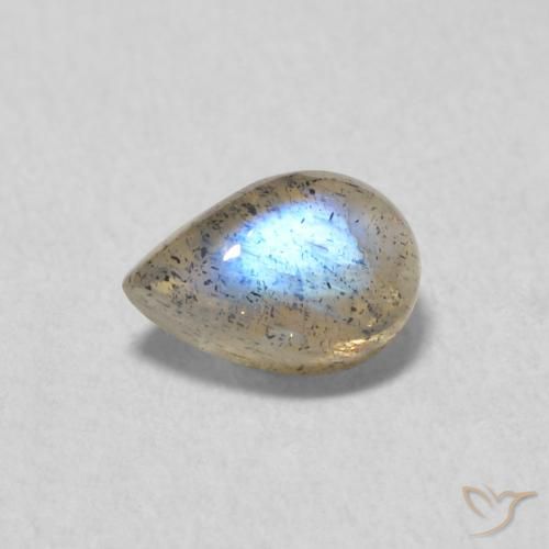 0.60ct 天然 マルチカラー ラブラドライト, 洋梨の形, 半透明
