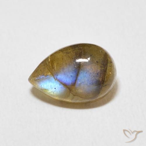 1.75ct 天然 マルチカラー ラブラドライト, 洋梨の形, 半透明