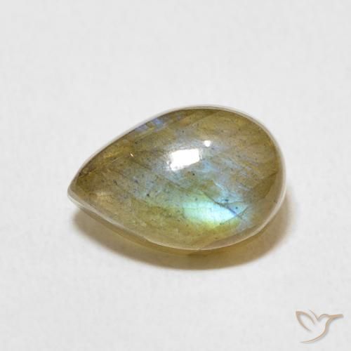 2.68ct 天然 マルチカラー ラブラドライト, 洋梨の形, 半透明