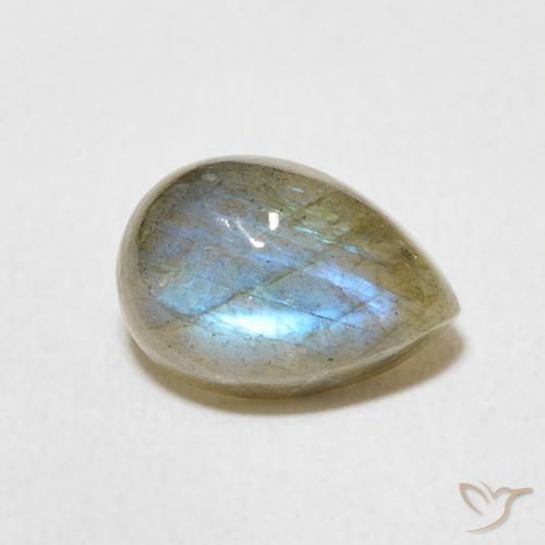 2.42ct 天然 マルチカラー ラブラドライト, 洋梨の形, 半透明