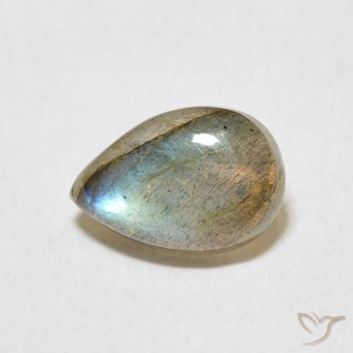 1.53ct 天然 マルチカラー ラブラドライト, 洋梨の形, 半透明