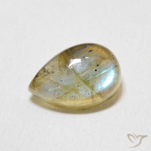2.47ct 天然 マルチカラー ラブラドライト, 洋梨の形, 半透明