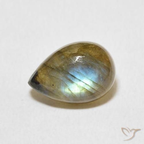 2.18ct 天然 マルチカラー ラブラドライト, 洋梨の形, 半透明