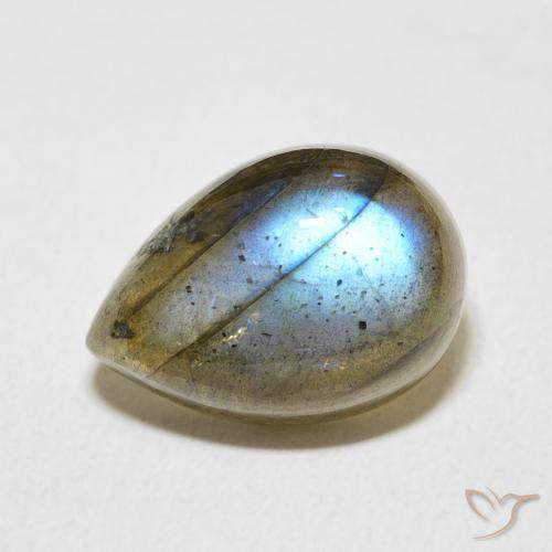 6.74ct 天然 マルチカラー ラブラドライト, 洋梨の形, 半透明
