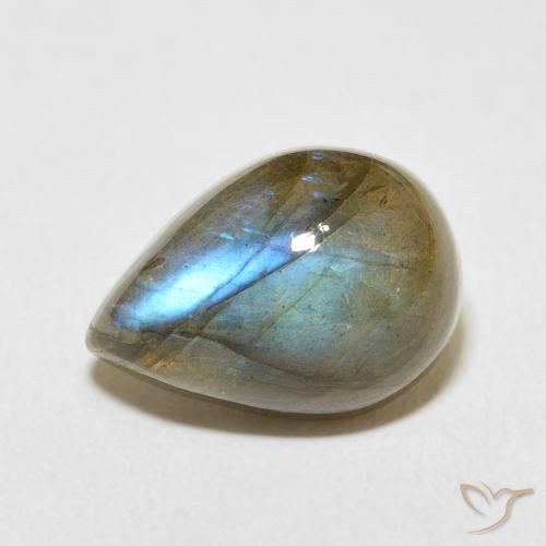 6.89ct 天然 マルチカラー ラブラドライト, 洋梨の形, 半透明