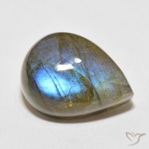 19.92ct 天然 マルチカラー ラブラドライト, 洋梨の形, 半透明