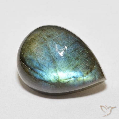 18.54ct 天然 マルチカラー ラブラドライト, 洋梨の形, 半透明