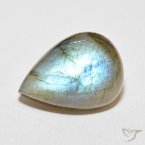 17.88ct 天然 マルチカラー ラブラドライト, 洋梨の形, 半透明