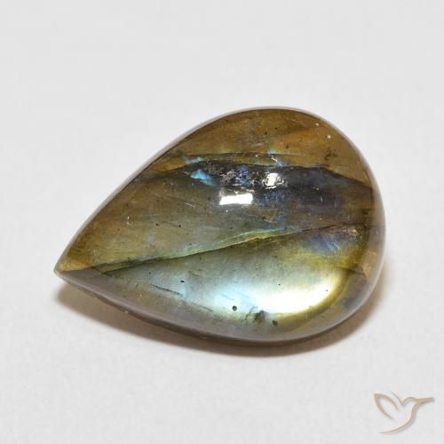 11.18ct 天然 マルチカラー ラブラドライト, 洋梨の形, 半透明
