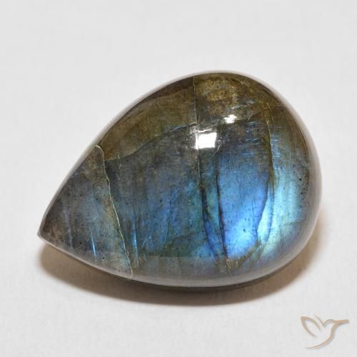 17.96ct 天然 マルチカラー ラブラドライト, 洋梨の形, 半透明