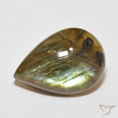 9.98ct 天然 マルチカラー ラブラドライト, 洋梨の形, 半透明