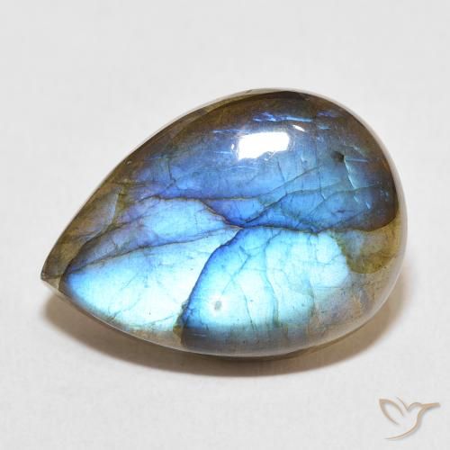 13.71ct 天然 マルチカラー ラブラドライト, 洋梨の形, 半透明
