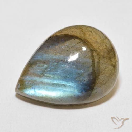 13.87ct 天然 マルチカラー ラブラドライト, 洋梨の形, 半透明