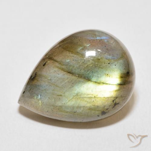 16.33ct 天然 マルチカラー ラブラドライト, 洋梨の形, 半透明
