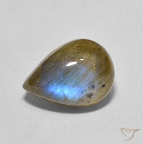 6.34ct 天然 マルチカラー ラブラドライト, 洋梨の形, 半透明