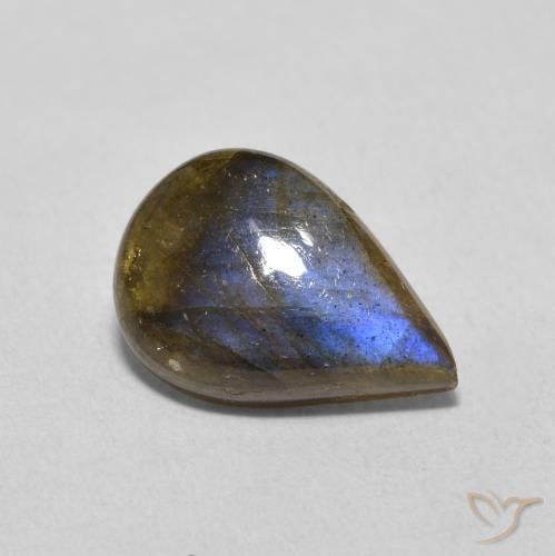 4.18ct 天然 マルチカラー ラブラドライト, 洋梨の形, 半透明