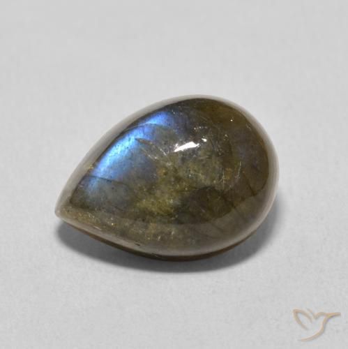 6.44ct 天然 マルチカラー ラブラドライト, 洋梨の形, 半透明