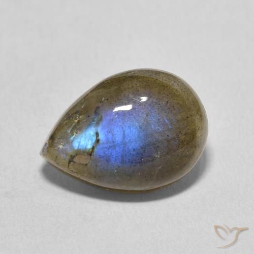 6.76ct 天然 マルチカラー ラブラドライト, 洋梨の形, 半透明