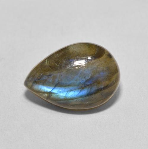 5.90ct 天然 マルチカラー ラブラドライト, 洋梨の形, 半透明