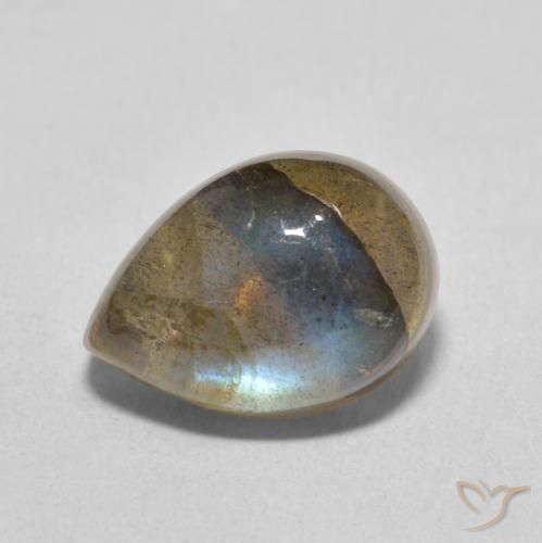7.61ct 天然 マルチカラー ラブラドライト, 洋梨の形, 半透明