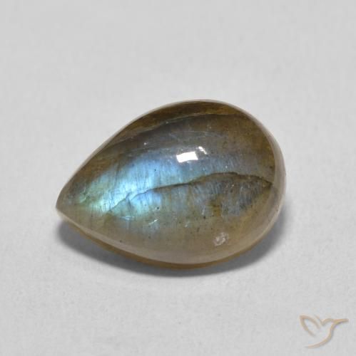 6.49ct 天然 マルチカラー ラブラドライト, 洋梨の形, 半透明