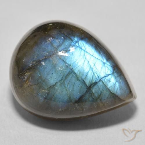 21.51ct 天然 マルチカラー ラブラドライト, 洋梨の形, 半透明