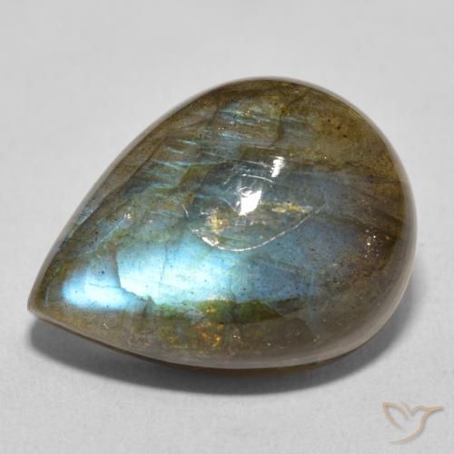 15.57ct 天然 マルチカラー ラブラドライト, 洋梨の形, 半透明
