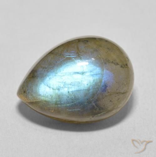 10.31ct 天然 マルチカラー ラブラドライト, 洋梨の形, 半透明