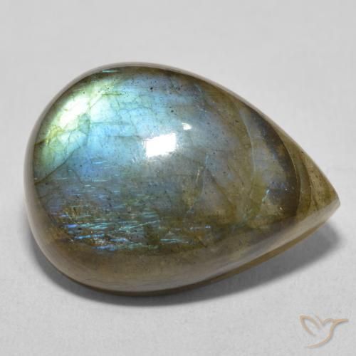 16.90ct 天然 マルチカラー ラブラドライト, 洋梨の形, 半透明