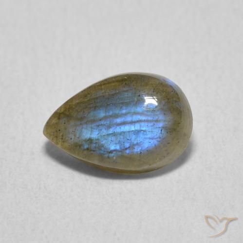 1.54ct 天然 マルチカラー ラブラドライト, 洋梨の形, 半透明