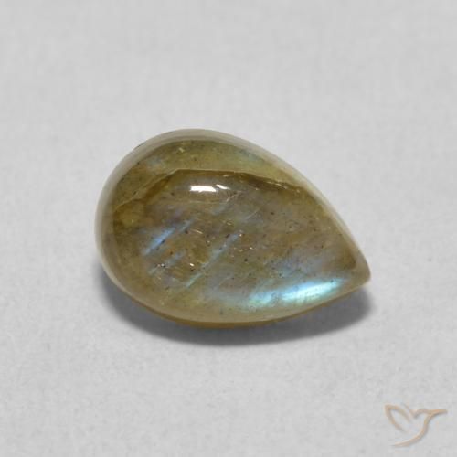 1.79ct 天然 マルチカラー ラブラドライト, 洋梨の形, 半透明