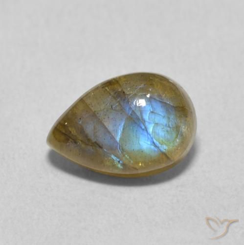 1.77ct 天然 マルチカラー ラブラドライト, 洋梨の形, 半透明