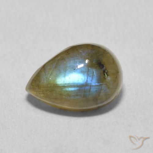 2.44ct 天然 マルチカラー ラブラドライト, 洋梨の形, 半透明