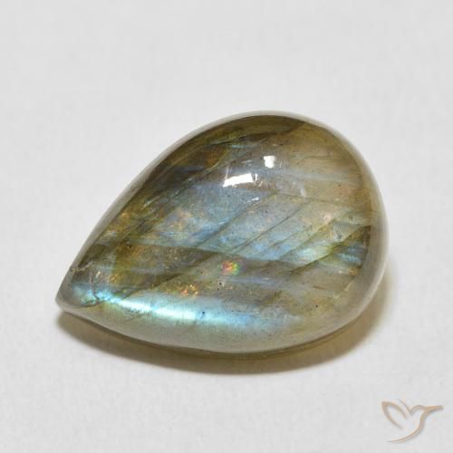 12.23ct 天然 マルチカラー ラブラドライト, 洋梨の形, 半透明