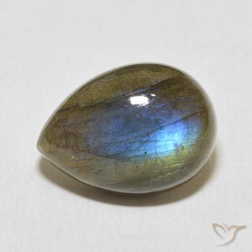 10.42ct 天然 マルチカラー ラブラドライト, 洋梨の形, 半透明